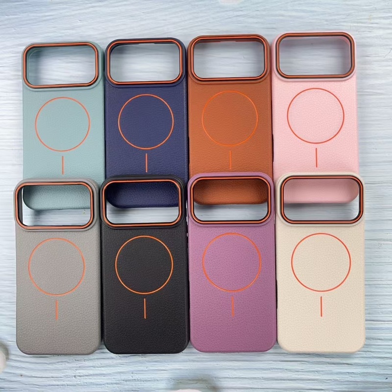适用苹果16PRO荔枝纹TPU手机壳细圈磁吸皮质iPhone15磨砂感保护套|undefined