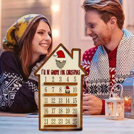圣诞装饰挂件圣诞挂历木质创意日历 追踪牌25天日历挂牌派对
