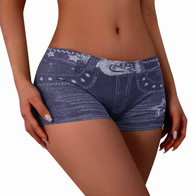 Cross-border Seamless Boxers Imitation Denim Women's Safety Pants Base Flat Leg Panties Women's Mid-waist Anti-glare Boxers