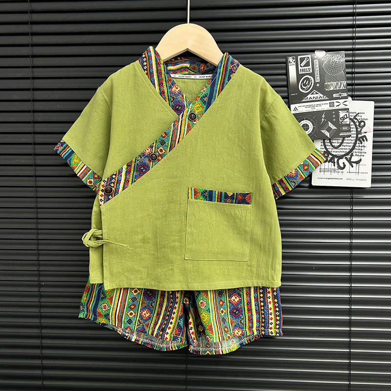 Maiden Hanfu Summer 2023 New Arrival Summer Thin Chinese Style Tangzhuang Cool Cotton Linen Set Children Dai Ethnic Clothing