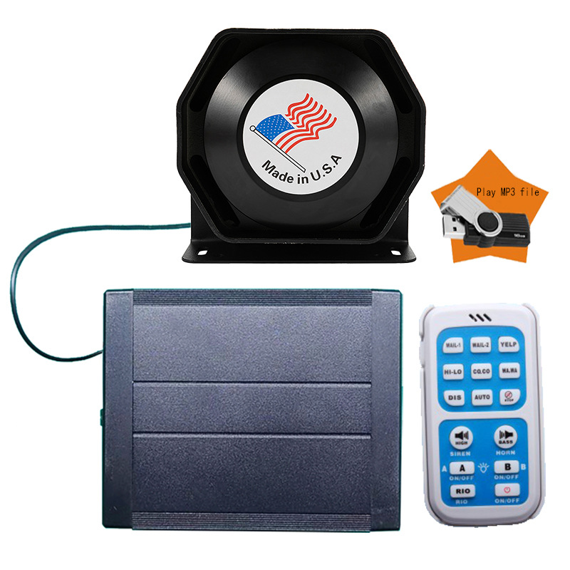 Car-mounted alarm MP3 loudspeaker 12V24V high-pitched remote control siren AS920BH-MP3+ octagonal speaker