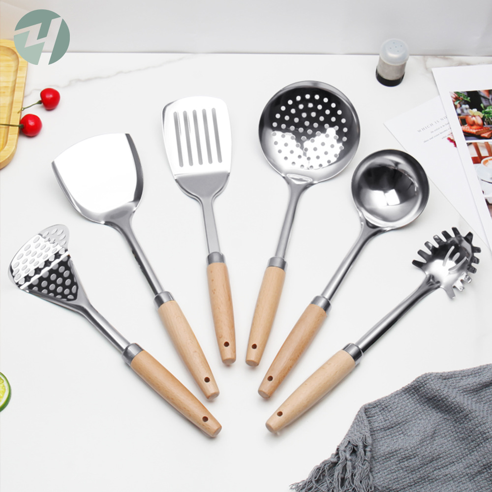 Acero inoxidable espátula utensilios de cocina espátula cuchara de sopa olla caliente cuchara de cocina pala colador para herramientas de cocina