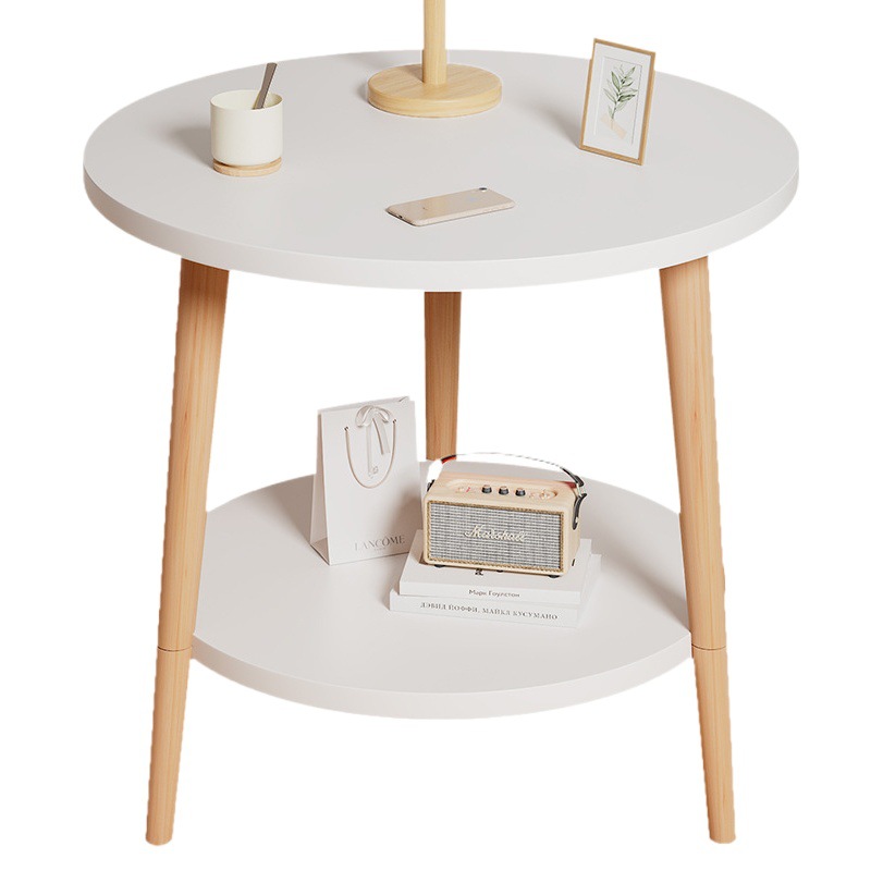 Mesa de café de doble capa ins estilo pequeña mesa redonda mesita de noche simple casa balcón B & B luz mesa de café creativa de lujo al por mayor
