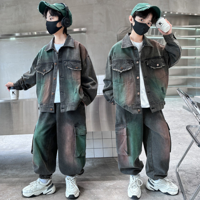 Zhili children's clothing, spring and autumn denim boys' clothing, medium and large children's gradient children's clothing, handsome boys' trendy street style Korean style autumn