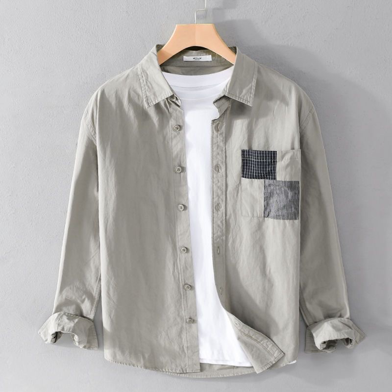Yc18 gray high quality cool silk cotton shirt