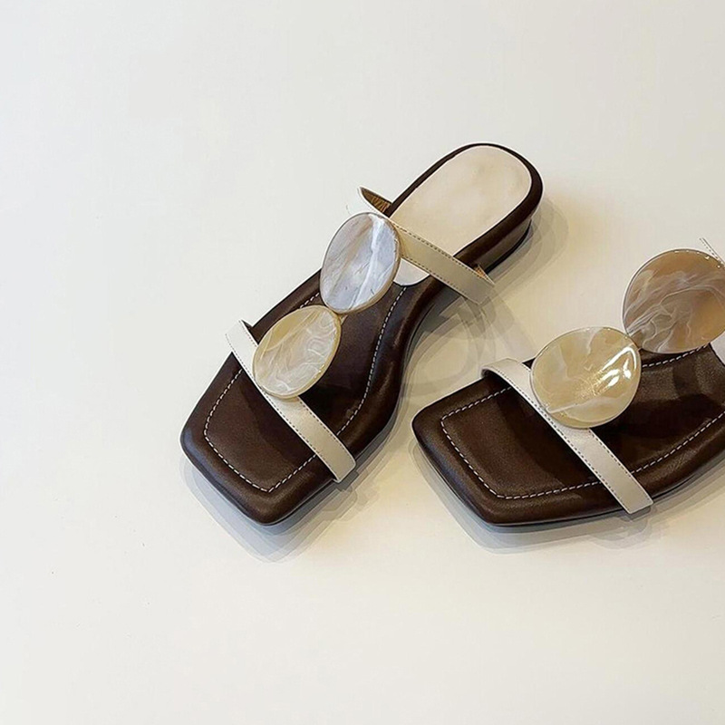 Sheepskin Version ~ New Style Square-Toe Open-Toe Sandals for Women, Retro Bohemian Style Flats Slippers