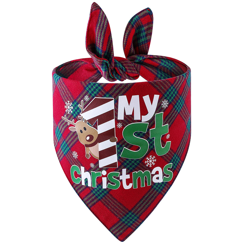Original transfronterizo nuevo algodón a cuadros mascota triángulo bufanda perro bufanda Navidad mascota saliva toalla mascota bufanda