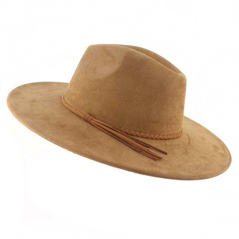 Cross-border AliExpress wish Amazon ebay suede top hat for men and women couples wide-brimmed hat flat-brimmed Gentleman hat