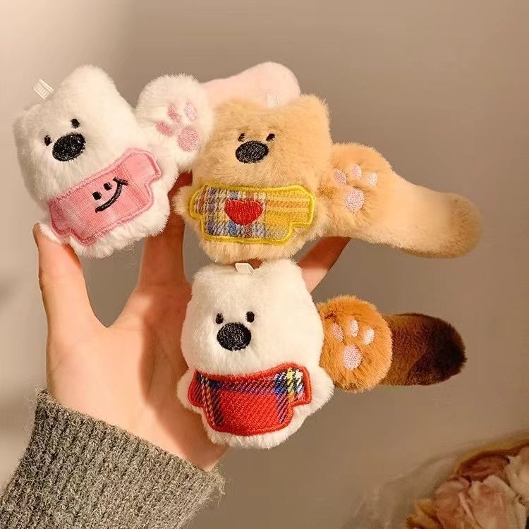 Snow Bear Cute Bear Stuffed Hair Clip Women's Back of Head Large Clip Headwear Duckbill Clip 2025 Autumn and Winter