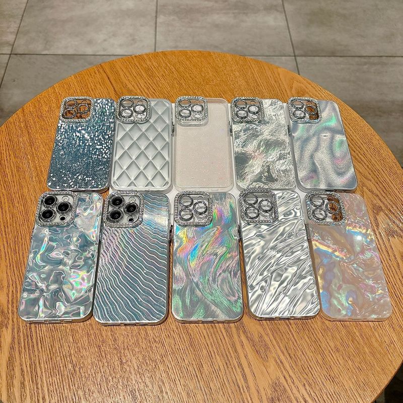 アップル15promaxダイヤモンドレンズ流水紋羽糸携帯ケースiPhone14菱格携帯ケース|undefined