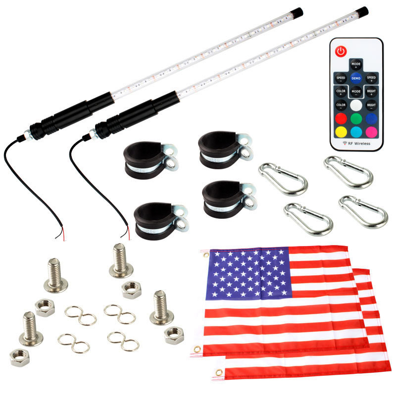 Factory direct sales led off-road beach flag pole light rgb flag pole light 20 colors 22 modes flag pole atmosphere light