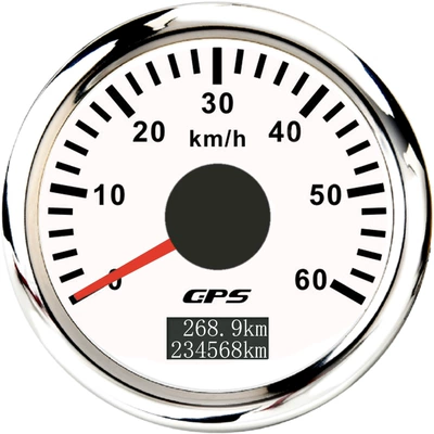 automobile instrument | Km/H with Multi-Color Light - silver-edge-white-background-60kmh
