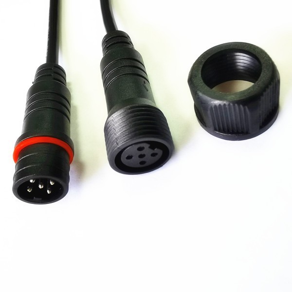 5芯防水线 5芯0.2平方  公母插头防水电源线