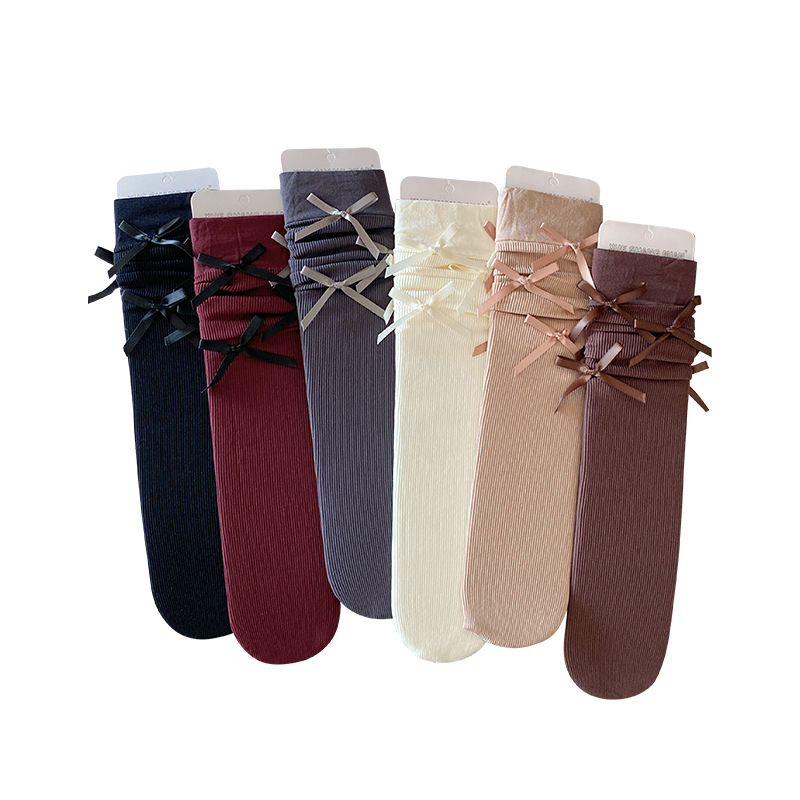 Calcetines de pantorrilla de ballet de primavera y otoño de terciopelo hasta la rodilla arco largo Lolita anchora calcetines de presión roja