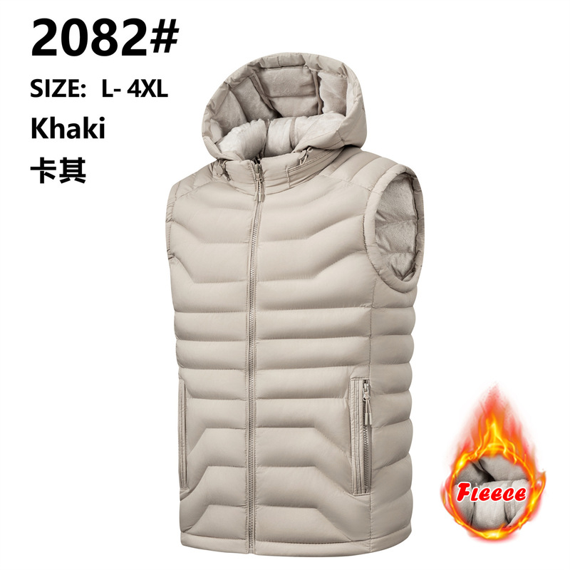 Men's New Winter Thickened down Cotton Vest Graphene Rib Cotton Jacket Warm Hooded Vest Style