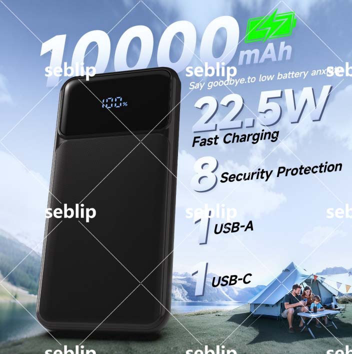 10000Mah Fast Charging Power Bank for Mobile Phones and Tablets Can Be Equipped with a Display 2Usb Ports