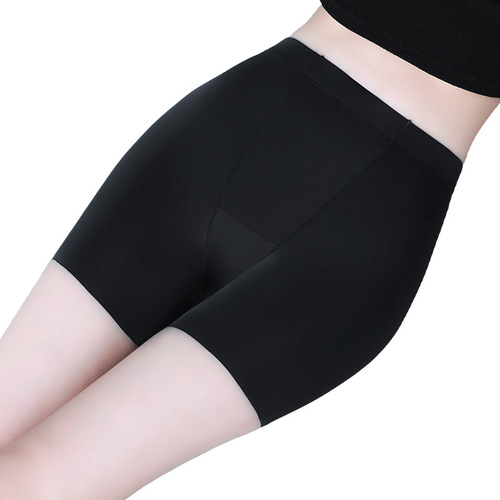 Safety pants ice silk women's crotch-free underwear two-in-one anti-exposure summer three-point seamless tight bottoming shorts