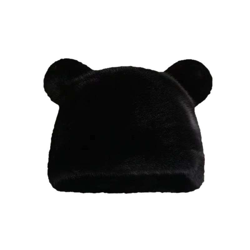 Sombrero de oso para mujeres invierno lindo grueso y cálido gorro de orejas panda protector de orejas gorra de peluche de invierno