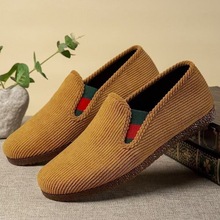 老北布鞋男士灯芯绒休闲软底防滑透气轻便中老年工作爸爸鞋