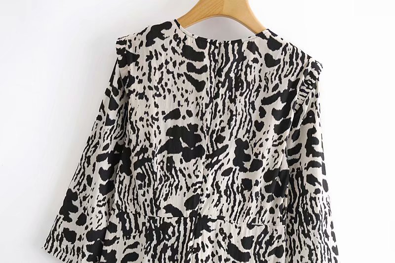 animal print V-neck dress NSAM20643