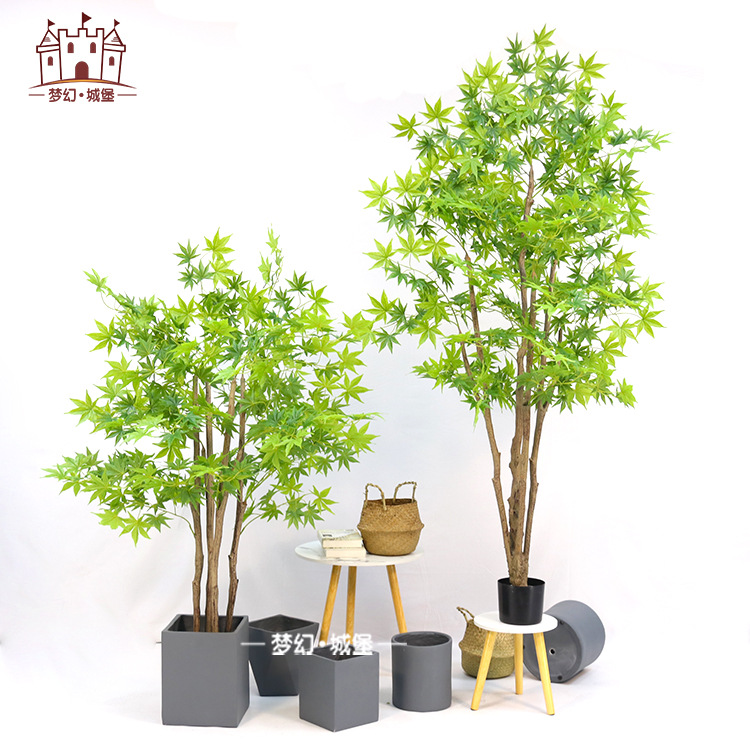 Arce artificial bonsai interior centro comercial ventana decoración bonsai decoración verde Arce Planta artificial piso plástico falso árbol