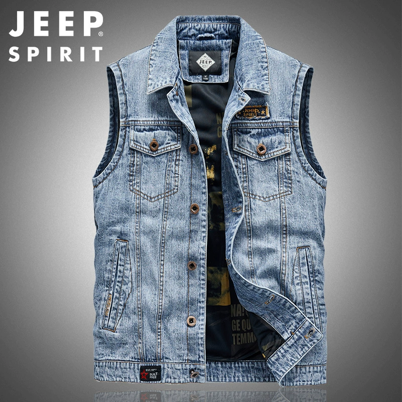 JEEPSPIRIT функциональный джинсовый жилет для мужчин осень новая свободная мода хлопчатобумажный американский осанки без рукавов