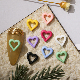New Nail Art Heart-shaped Jewelry Heart Hollow Color Three-dimensional Small Hollow Love Macaron Color Nail Stickers