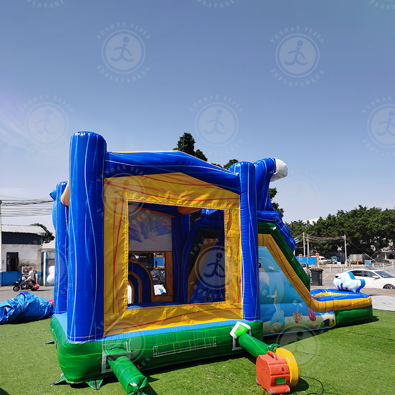Tobogán inflable grande para exteriores, parque infantil con trampolín, piscina y combinación de entretenimiento