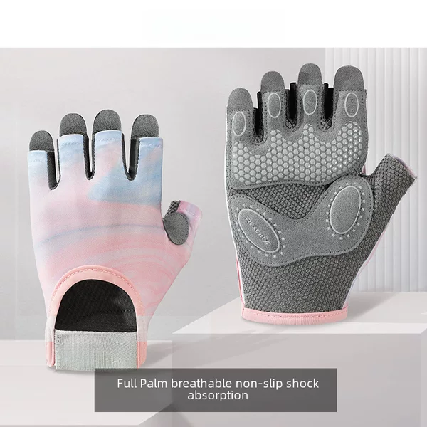 Outdoor Cycling Sports Gloves for Women Yoga Training Bicycle Equipment Non-Slip Silicone Shock-Absorbing Fitness Half-Finger Gloves for Men