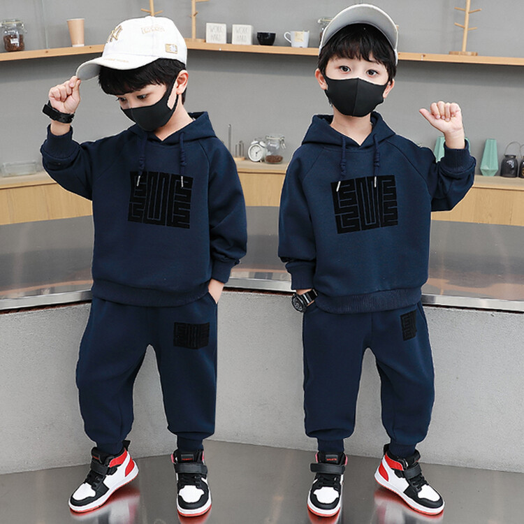 Pull à capuche floqué pour garçons, ensemble deux pièces pour vêtements pour enfants, saison printemps et automne 2023_voghion.com