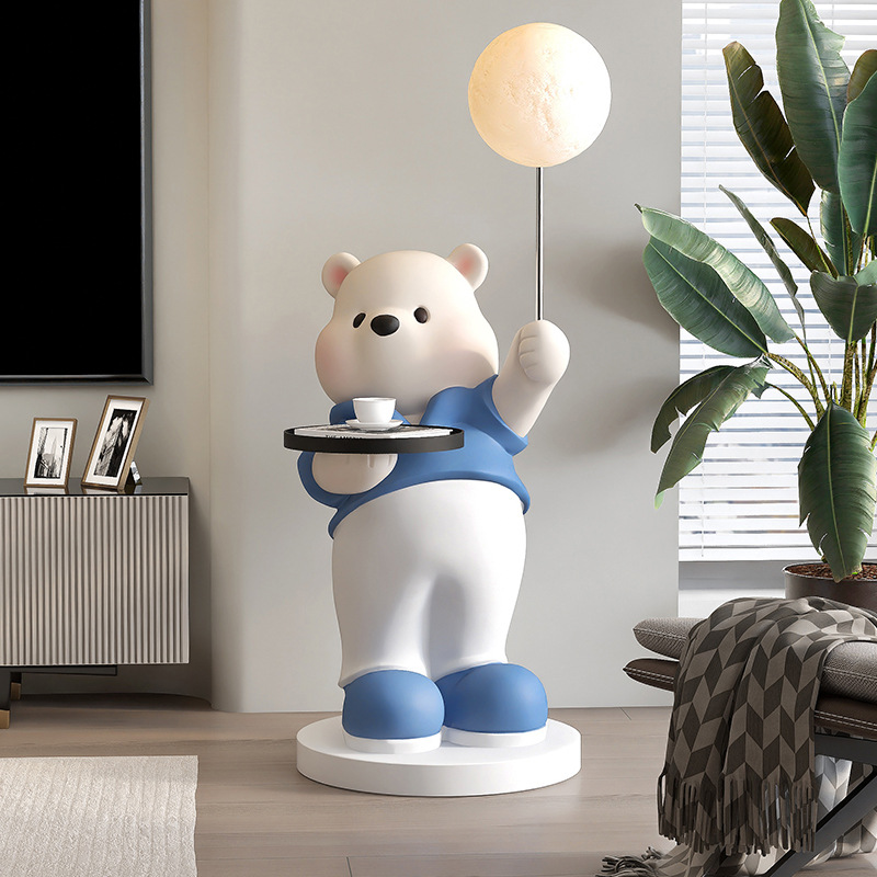 Oso grande sala de estar piso decoración TV gabinete mesa de café lateral decoración del hogar mesa de café luz apertura Año nuevo regalo de inauguración