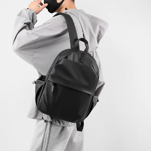 Cross-Border Solid Color Simple and Stylish Backpack, Waterproof and Wear-Resistant Outdoor Travel Backpack, Large Capacity Commuter Computer Bag