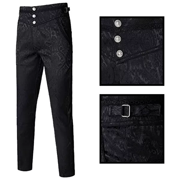 2025 Gothic Pants Halloween Vampire Cosplay Pants Dark Gothic Jacquard Pants