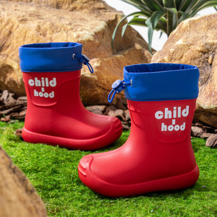 Summer Kidsren's Rain Boots, Girls' Rain Boots, Waterproof Boys' High-Top Non-Slip Kindergarten Students' Baby Buckle Water Shoes