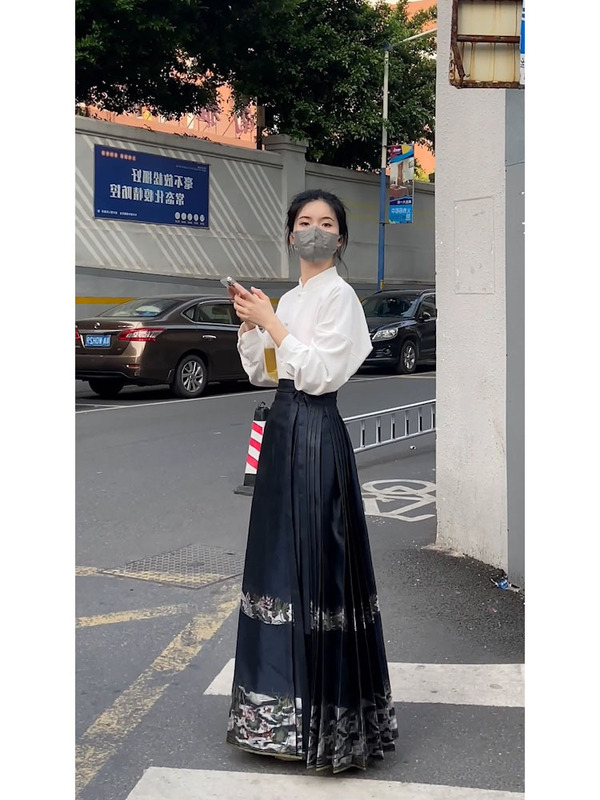 12722 New Chinese Style Improved Ming Style Hanfu Horse-faced Skirt Daily Suit Skirt Han Element Dress Women's Clothing