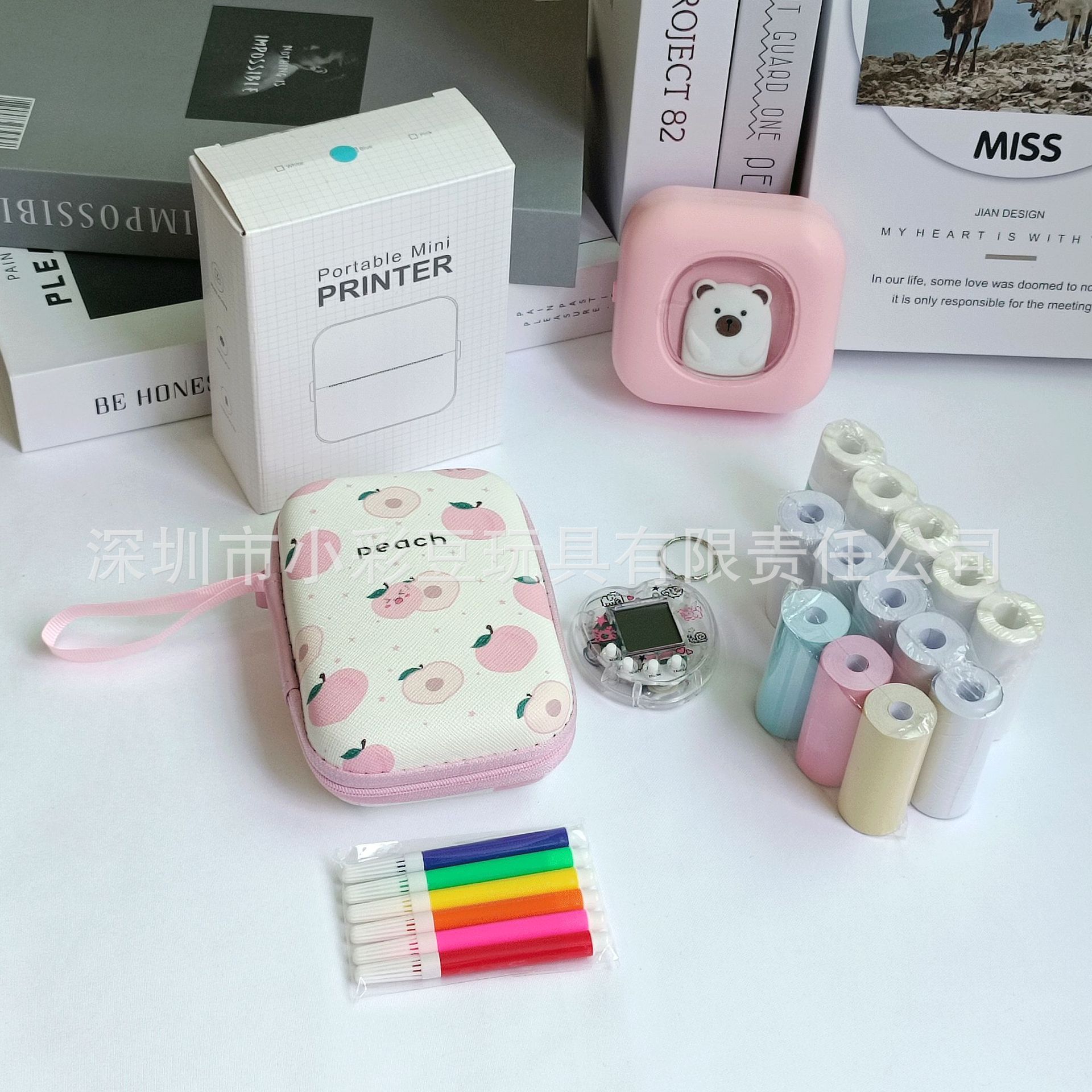 X7 파우더 + 감열지 5개 + 접착지 5개 + 색종이 3개 + 색펜 + 가방 + 전자 애완동물