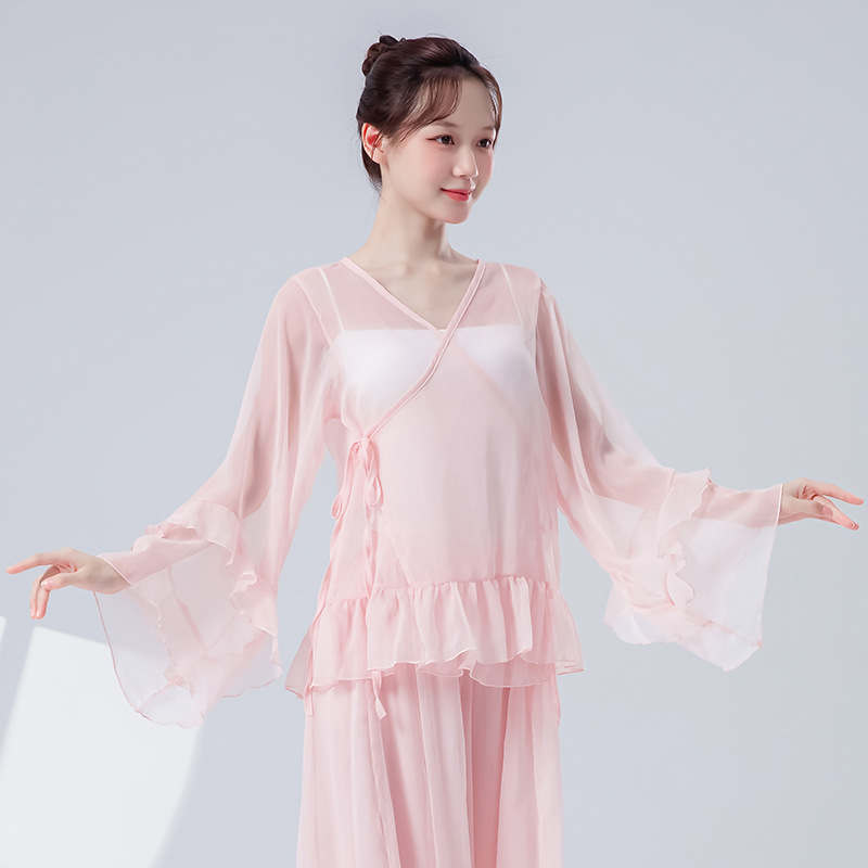 新中式古典舞练功服女新款撞色钉扣身韵马甲上衣民族风舞蹈演出服|undefined