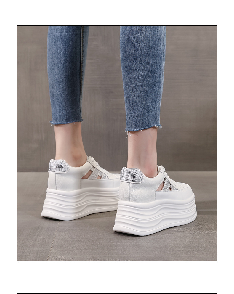 Giày sneaker nữ đế dày chunky khoét lỗ phối trắng dễ thương — Màu trắng chi tiết 16