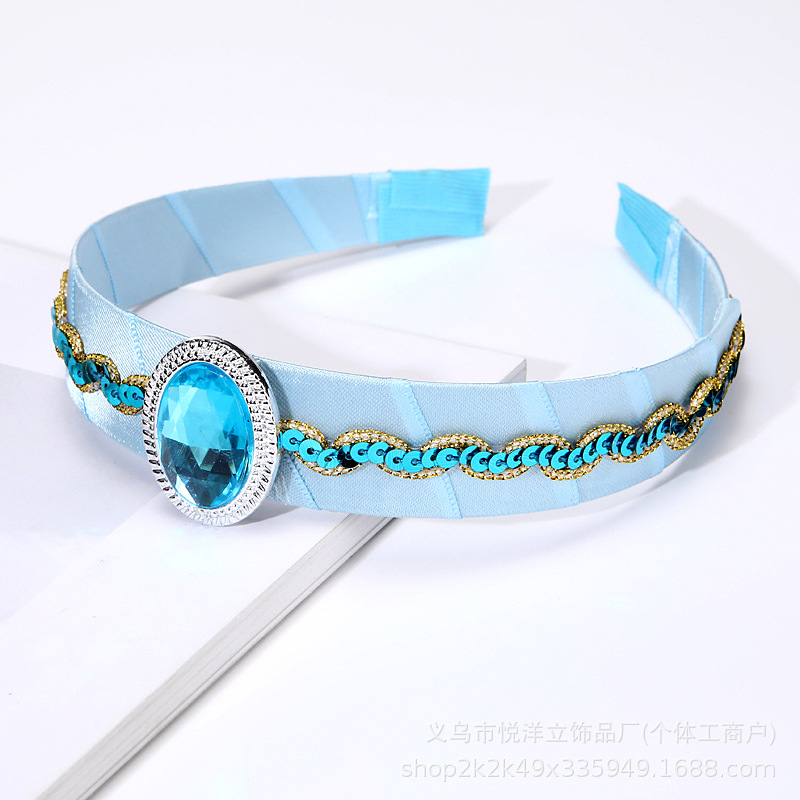 欧美阿拉丁茉莉公主发箍简约可爱女式蓝色金边花边发饰辛德拉发箍