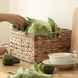 多规格儿童玩具储物箱水葫芦草编收纳篮桌面蔬菜水果零食筐