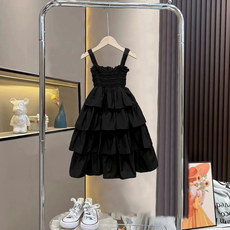 Модное летнее новое платье-тортик, платье на тонких бретельках для девочек, модный летний наряд интернет-знаменитостей в корейском стиле