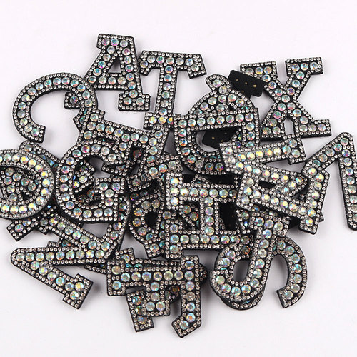 Hot Drills A-Z Glass Drills and Rhinestones English Letters Cloth Patch Hot Hot Patch Clothing DIY Decoration