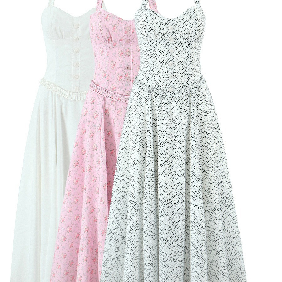 欧美批发2025夏季新款女装单排扣高腰修身挂脖露背连衣裙U21-9208