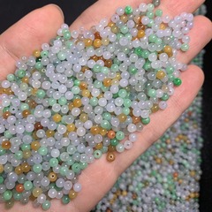 A品ミャンマー翡翠diy編みアクセサリーアクセサリー散珠子玉玉氷種三色3.5円珠卸売り