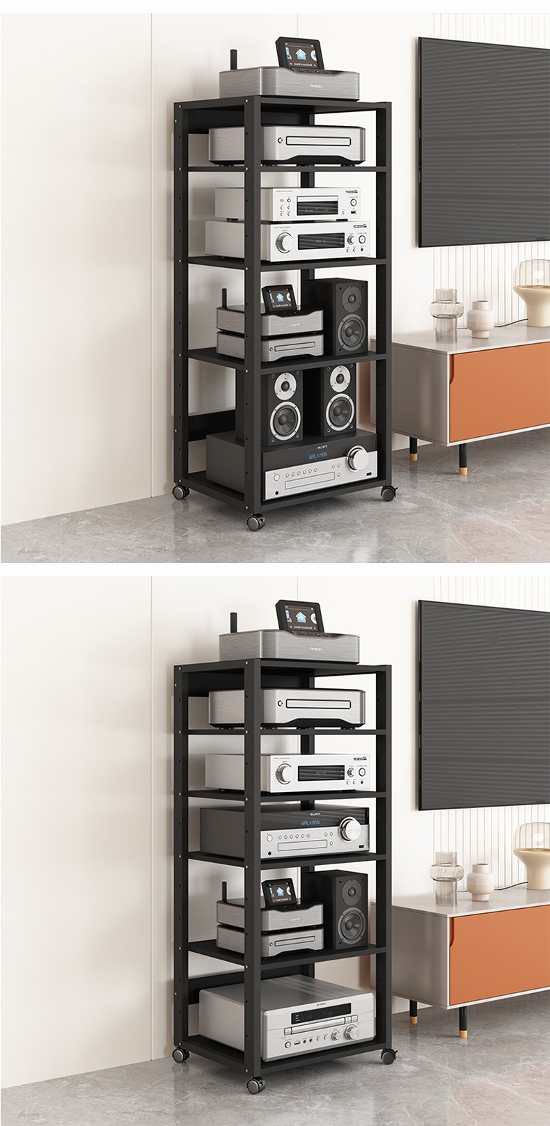 Amplifier Rack, Tube Amplifier Stand, Mobile Audio Mixer, Home Theater Storage Rack, Cabinet