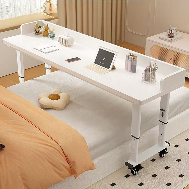 Mobile cross-bed table for home use in the bedroom, long end-of-bed computer desk for dormitory, with wheels, adjustable height, lazy bed desk Mobile cross-bed table for home use in the bedroom, long end-of-bed computer desk for dormitory, with wheels, adjustable height, lazy bed desk