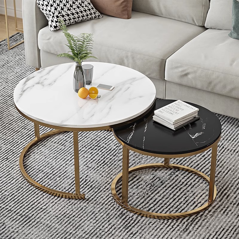 Mesa de centro, sala de estar, hogar, apartamento pequeño, sofá, mesa redonda pequeña, balcón simple, mesa de té de ocio de lujo ligero