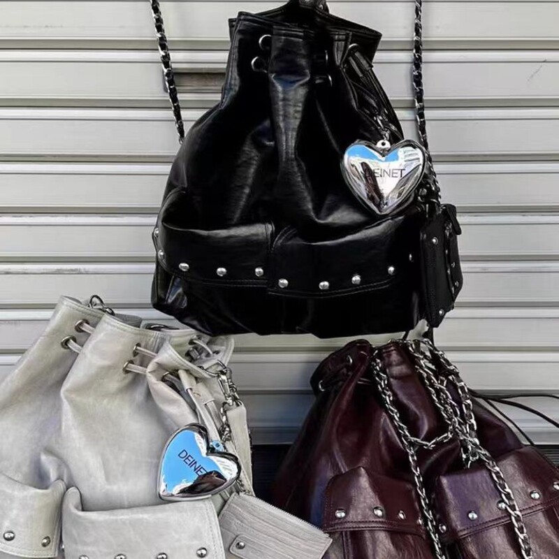 Korean Designer Deinet Tote Bag Pocket Fashion Versatile Large Capacity Hot Girl Rivet Shoulder Bag Trendy Women