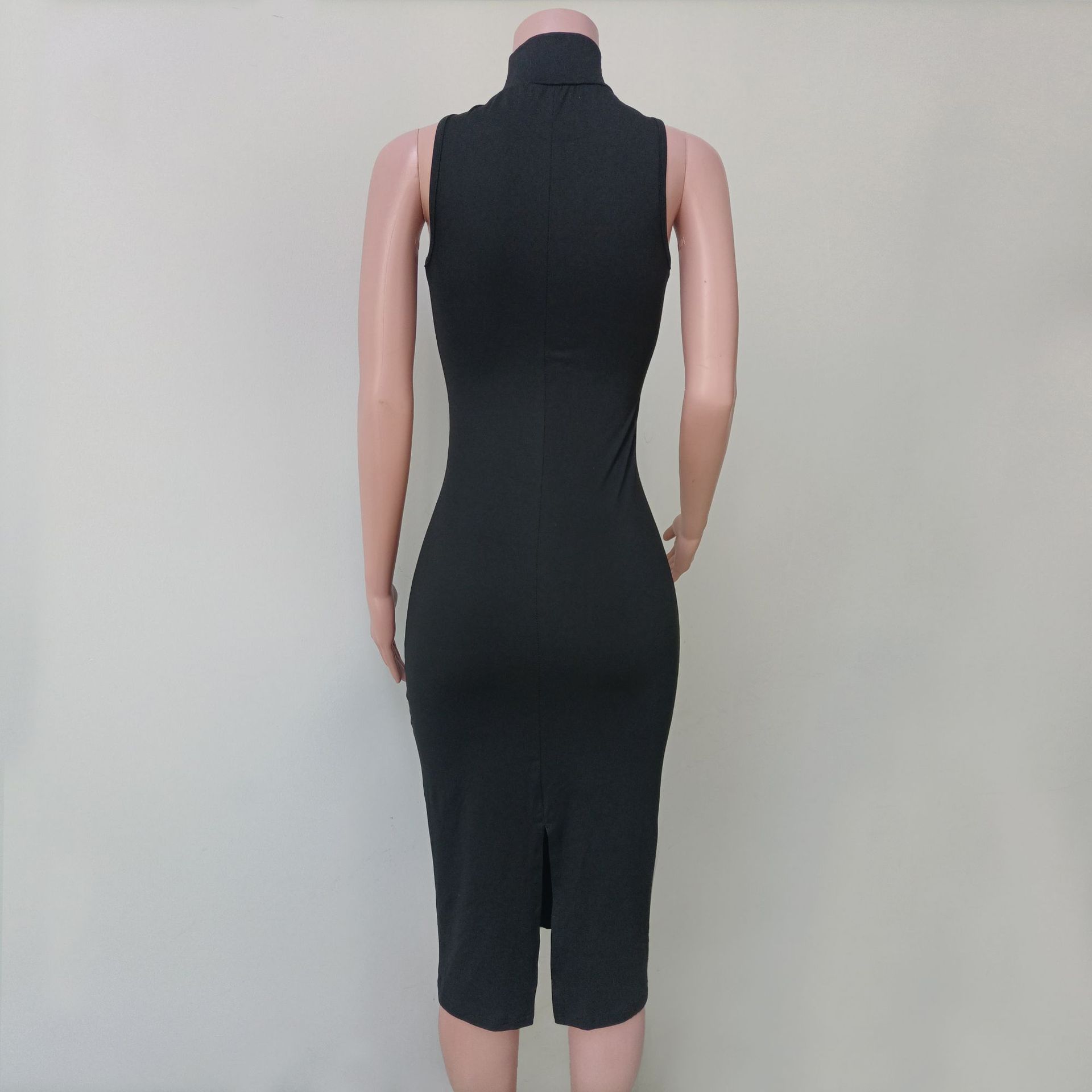 Wholesale Women's Streetwear Solid Color Casual Daily Turtleneck Sleeveless Sheath Dress display picture 3