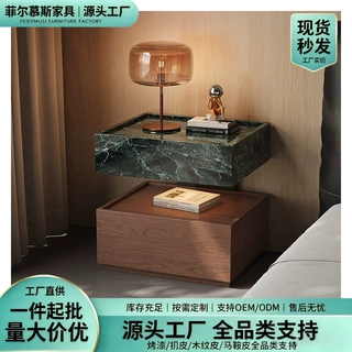 中古风悬浮实木床头柜意式轻奢卧室家用收纳柜子储物柜床边柜